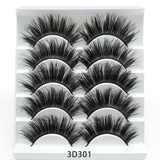 Mink False Eyelashes 3D False Eyelashes Five Pairs Of Soft Cotton Stalk Eyelashes