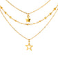 Hollow Pentagram Pendant Necklace Creative Personality Retro Multi-layer Twin Clavicle Chain