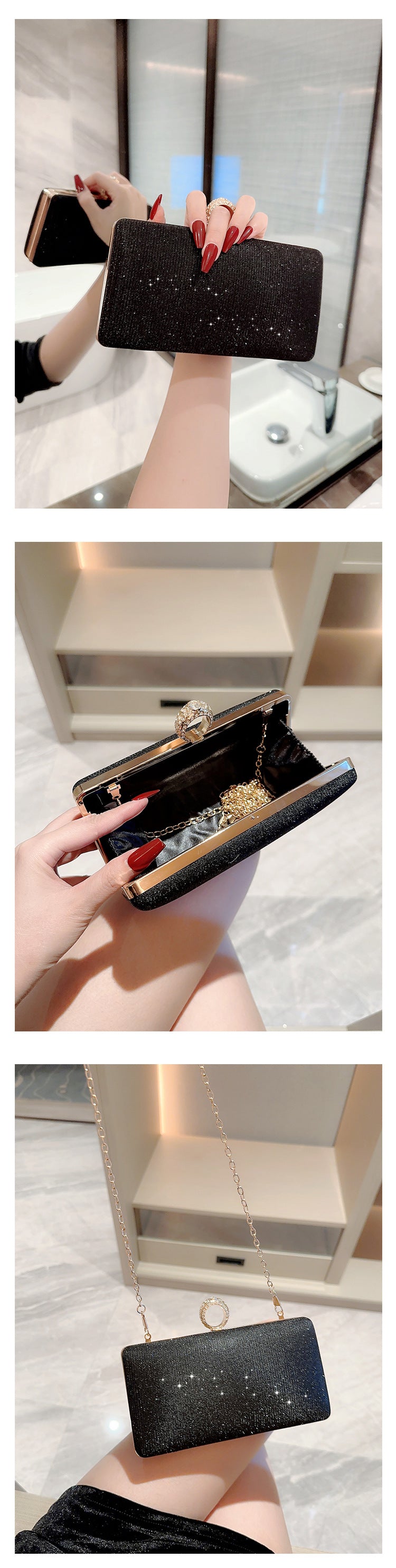 Fashion Rhinestone Ring Shiny Wallet