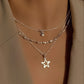 Hollow Pentagram Pendant Necklace Creative Personality Retro Multi-layer Twin Clavicle Chain