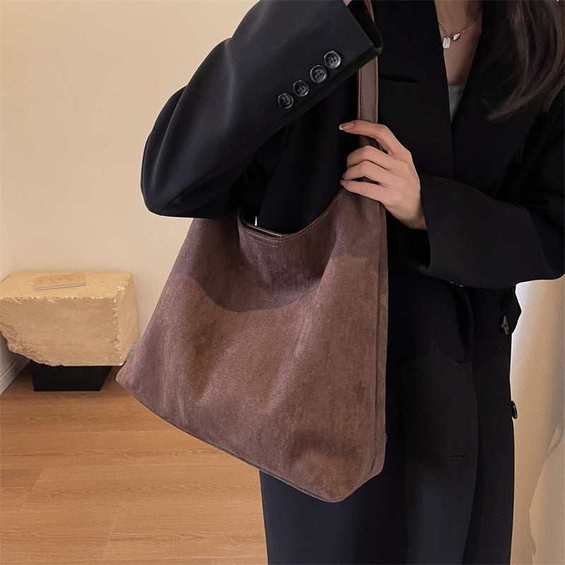 Retro Soft Suede Large Capacity Shoulder Bag