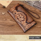 Chinese Style Embossed Wallet Women's First Layer Long Cowhide Fashion Wallet Large Capacity Tri-fold Bag Retro Wallet