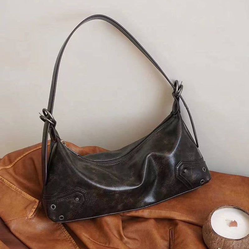 Oil Wax Leather Retro Shoulder Messenger Bag Special-interest Design Advanced Texture