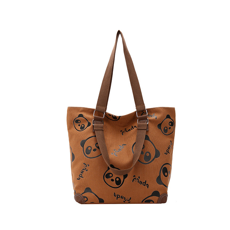 Cute Panda Canvas Bag Female Cartoon Casual Shoulder