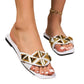 Plus Size Women's Slippers Outdoor All-matching Studded Square Toe Flat Bottom Sandals