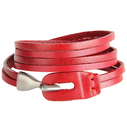 Retro Leather Bracelet 3-ring Winding Leather Hand Strap Hook Wrist Strap Metal Hook Buckle