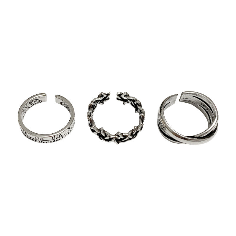 Retro Aloofness Style Geometric Ring Set Of 3