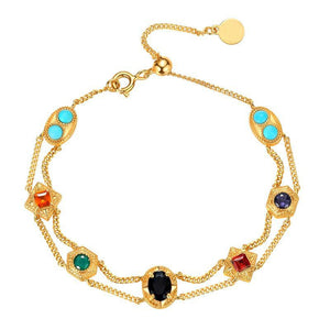 Rainbow Rainbow Color Zircon Double-layer Bracelet