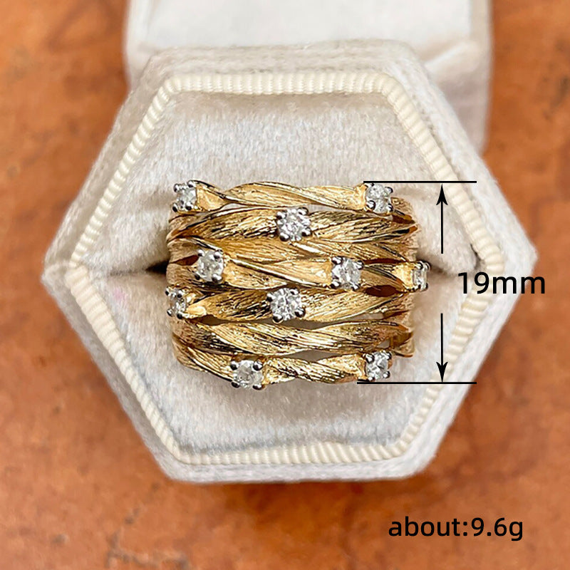 Star Zircon Bird's Nest Winding Vine Ring For Women