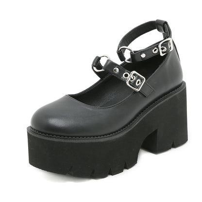 Buckle British Style Retro Platform Shoes