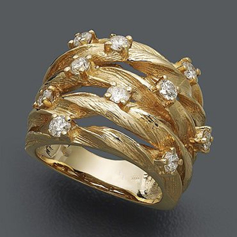 Star Zircon Bird's Nest Winding Vine Ring For Women