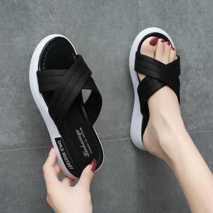 Women's Fashion Casual Platform Heel Slippers