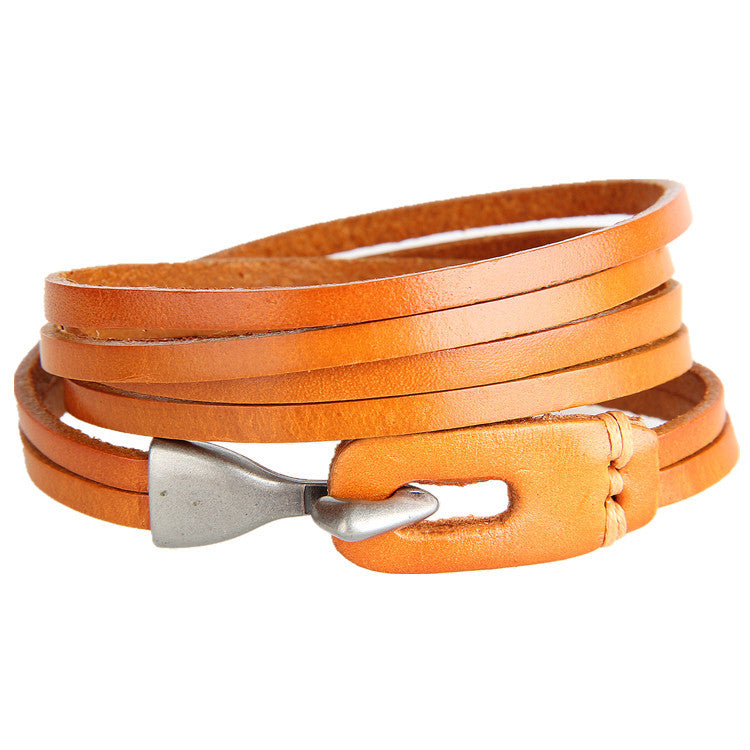 Retro Leather Bracelet 3-ring Winding Leather Hand Strap Hook Wrist Strap Metal Hook Buckle