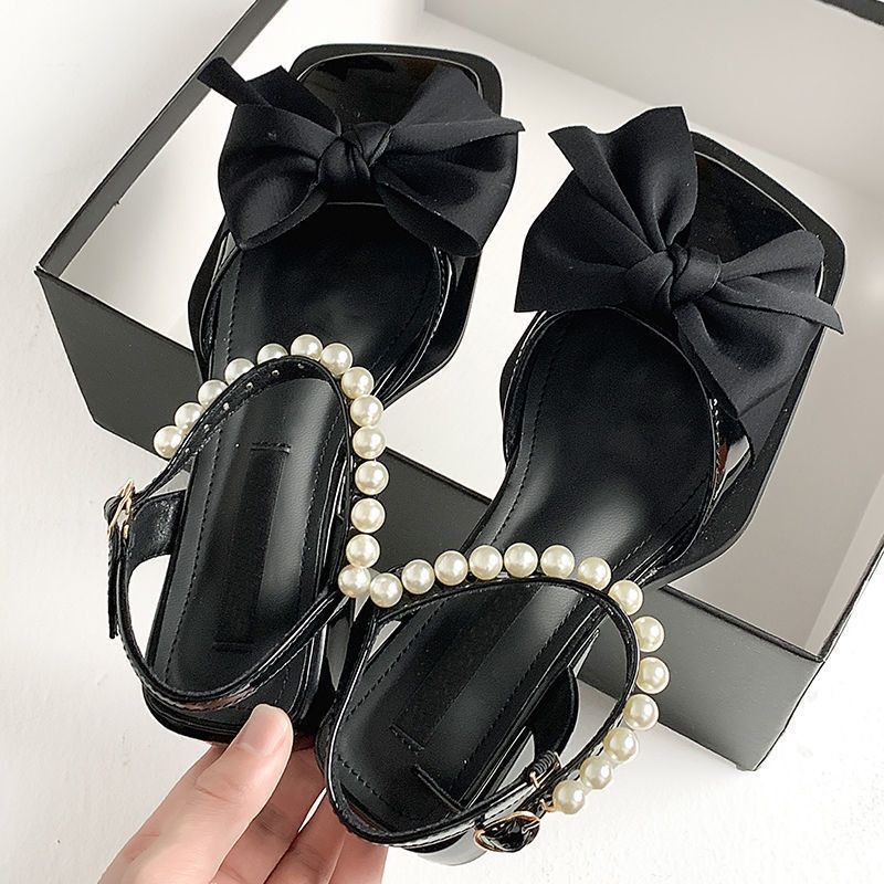 Women's Sandals Square Head Bow Fairy Gentle Inner Match Match Skirt