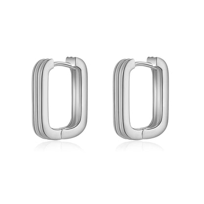 New Simple And Versatile S925 Silver Rectangular Geometric Earrings