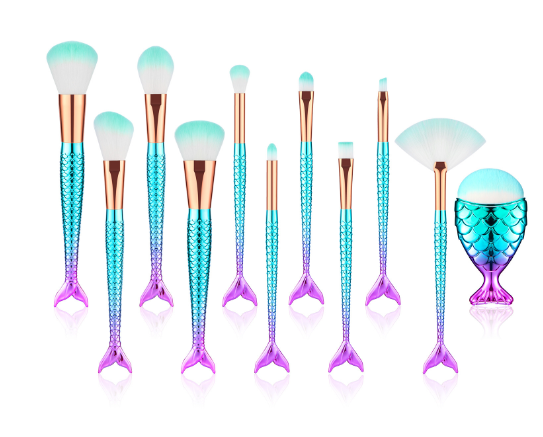 Mermaid Shaped Makeup Brushes